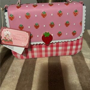 Pink strawberry crossbody an shoulder bag